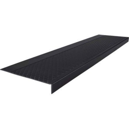 ROPPE Rubber Diamond Stair Tread Square Nose 12.31in x 48in Black 48301P100